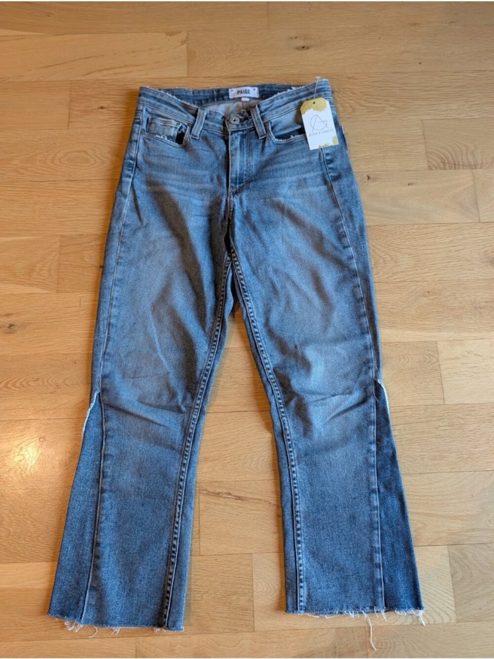 PAIGE Kenya Distressed Flare Crop Jeans, Size 25